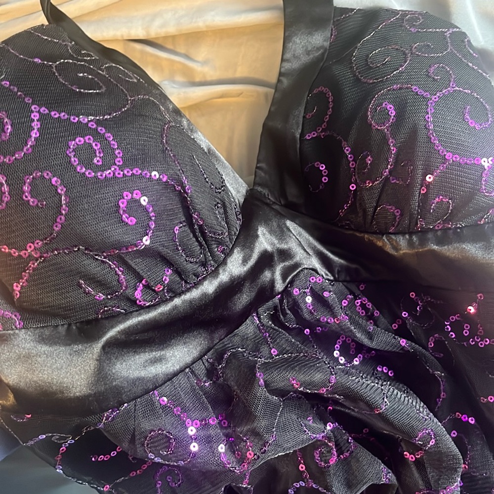 Charlotte Russe black and purple sequin halter strap mini dress